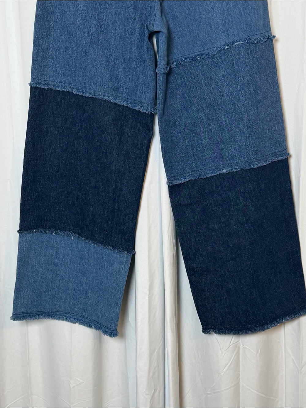 Rails Getty Crop Jeans Indigo Patchwork Wide Leg Raw Hem Womens 27 NWT - Picture 11 of 15